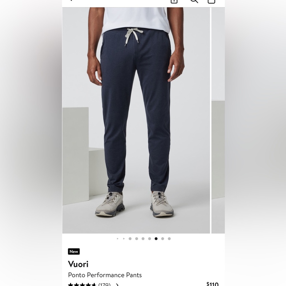 Vuori Men's Ponto Performance pants, midnight heather, large
